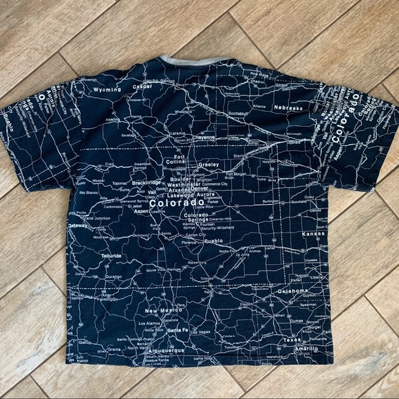 Colorado all over map print shirt 100% cotton GUC - Picture 5 of 7